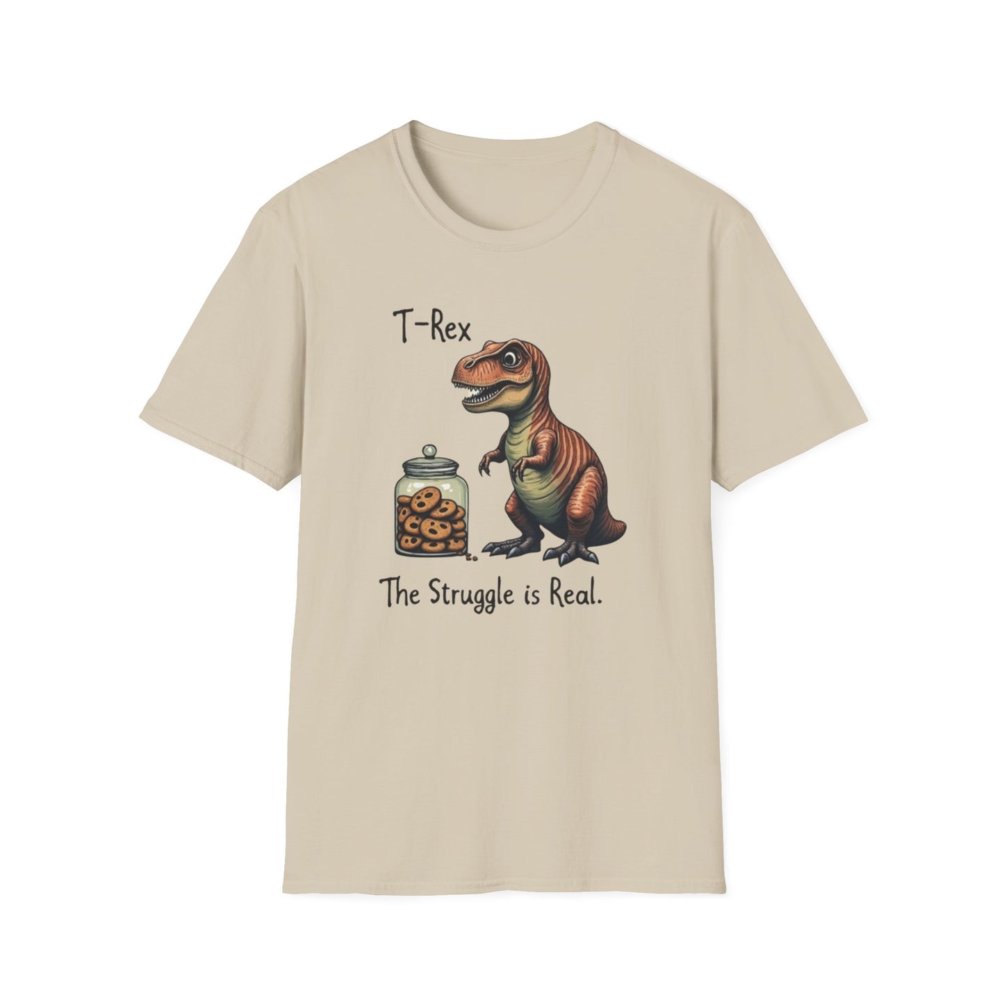 Funny T-Rex, The Struggle is real, T-Shirt, Dinosaur Gift, Unisex Apparel, Quirky Graphic Tee, Perfect for Birthdays and Parties - Psychonaut Swag