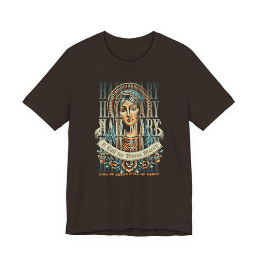 Mary Ave Maria Graphic Tee — 'Ave Maria' Vintage Religious Portrait T‑Shirt