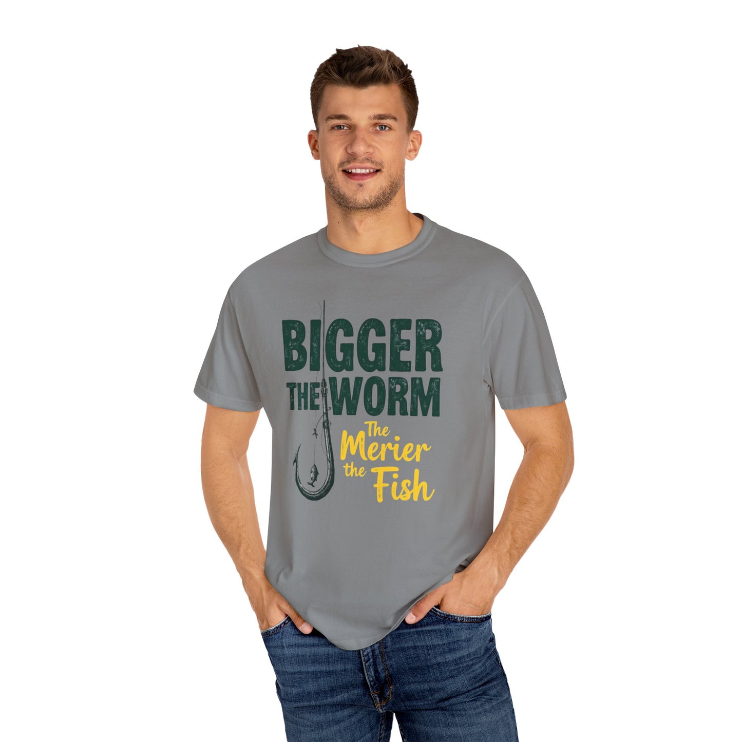 Big Worm Fishing Humor Unisex T-Shirt, Larger Than Life Tee, Gift for Anglers, Fun Outdoors Apparel, Dad's Fishing Day Shirt - Psychonaut Swag