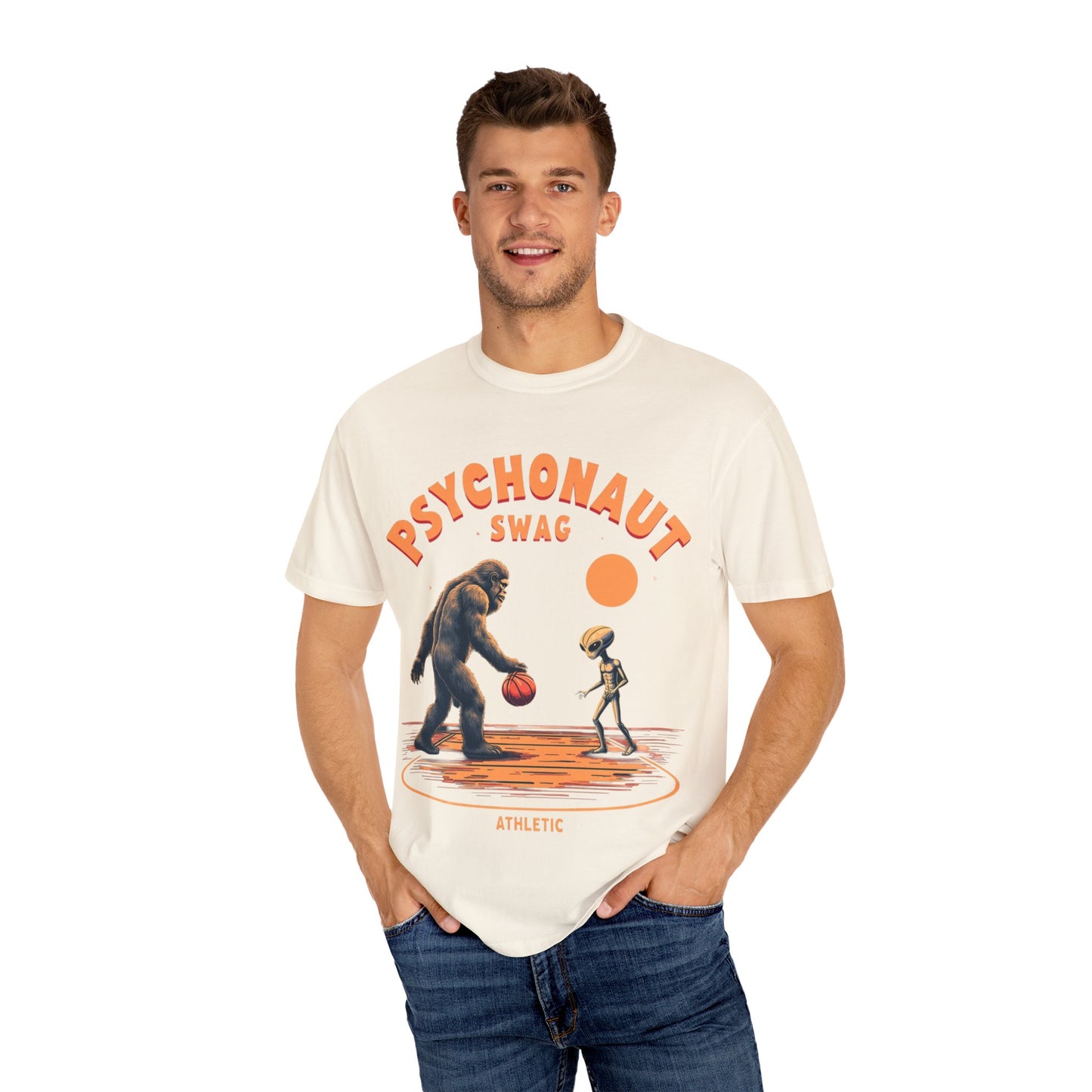 Alien vs Bigfoot, Psychonaut Swag Unisex T-Shirt, Funny Graphic Tee, Unique Gift for Gamers, Outdoor Lovers, Birthday, Casual Wear - Psychonaut Swag