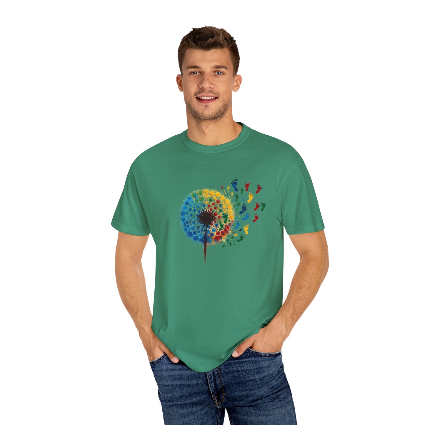 Dandelion baby feet, Unisex Garment-Dyed T-shirt - Psychonaut Swag