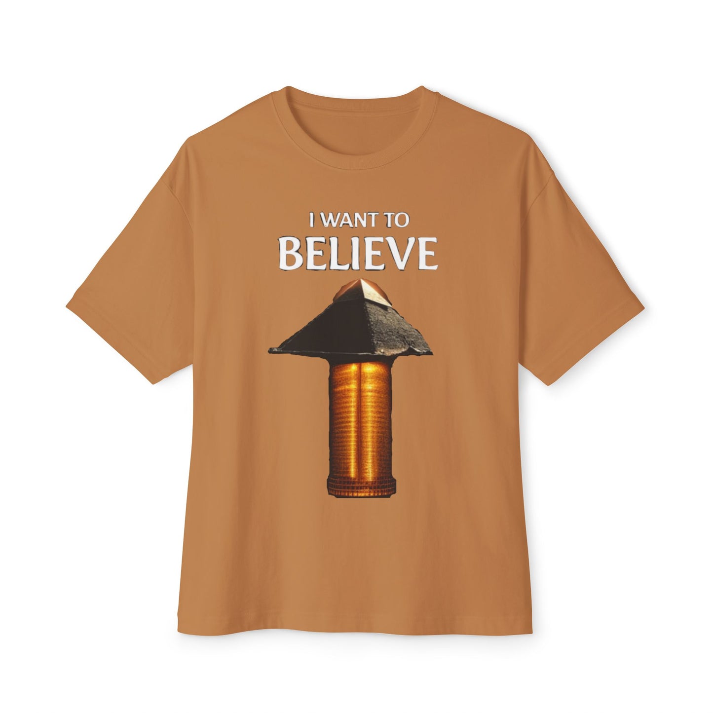 I Want to Believe Pyramid Tee, Unisex Tee, Oversized T-Shirt, UFO Humor Shirt, Gift for Sci-Fi Lovers, Casual Graphic Top - Psychonaut Swag