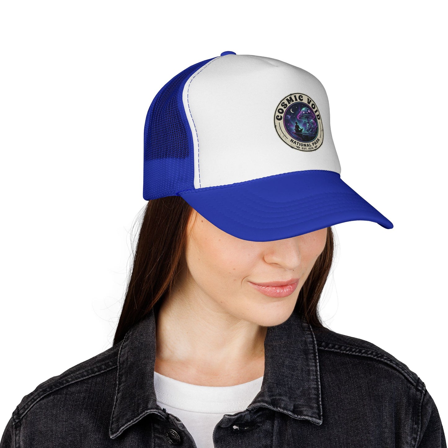 Cosmic Void Trucker Cap — Space Nebula Patch Hat