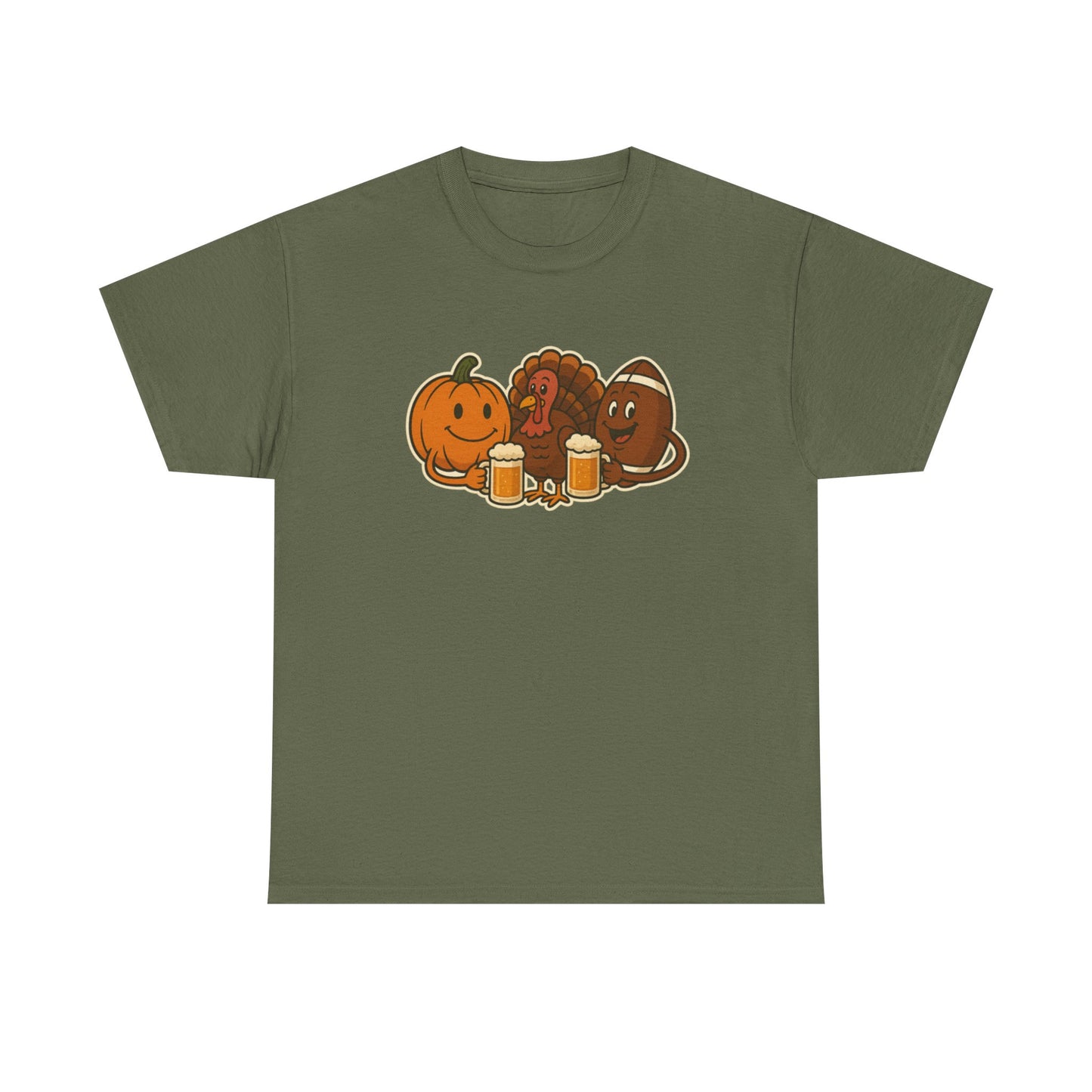 Thanksgiving Day Football & Beer Unisex Cotton Tee, Autumn T-Shirt, Holiday Apparel, Halloween Gift, Family Gathering Outfit, Seasonal Clothing