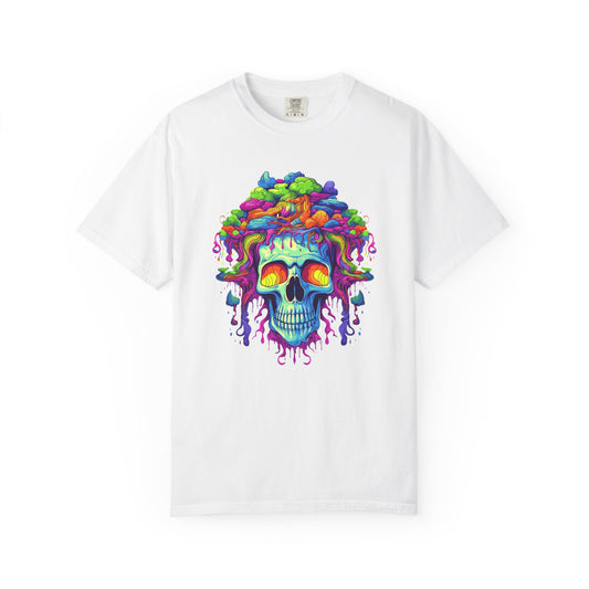 Trippy Skull Vibe, Unisex Garment-Dyed T-shirt