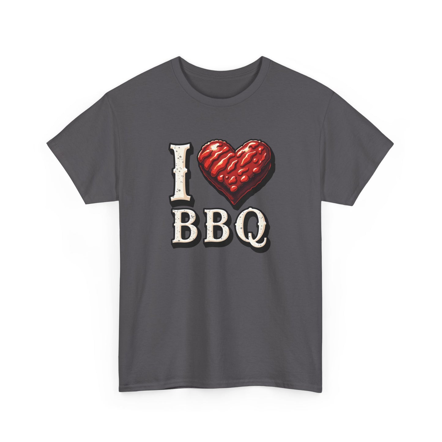 I Love BBQ Unisex Heavy Cotton Tee - Perfect for BBQ Lovers, Summer Cookouts, Grilling Events, Foodie Gift, Casual Wear - Psychonaut Swag