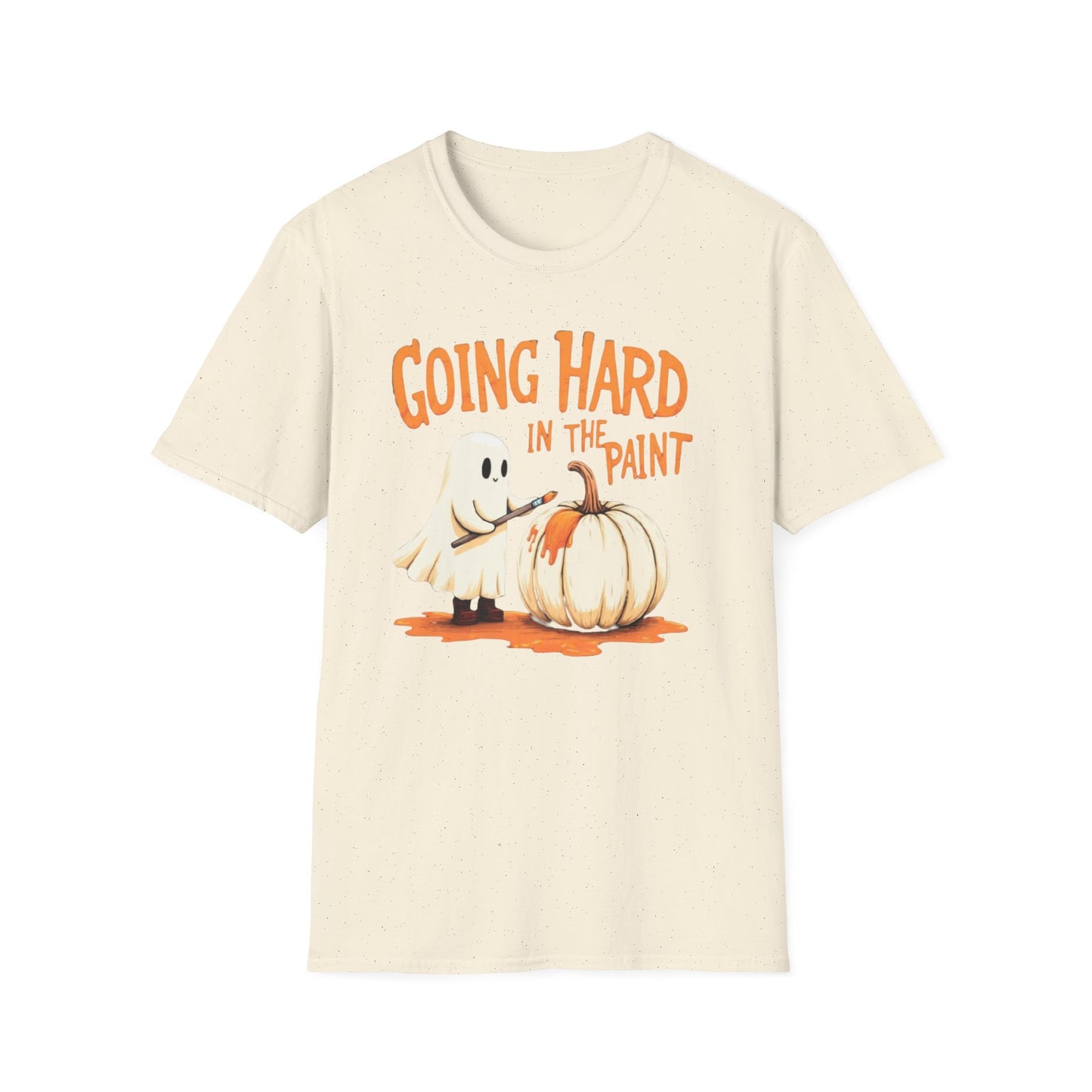 Halloween Ghost painting, T-Shirt, Fun Halloween Shirt, Unisex Softstyle Tee, Autumn Apparel, Pumpkin Design Tee