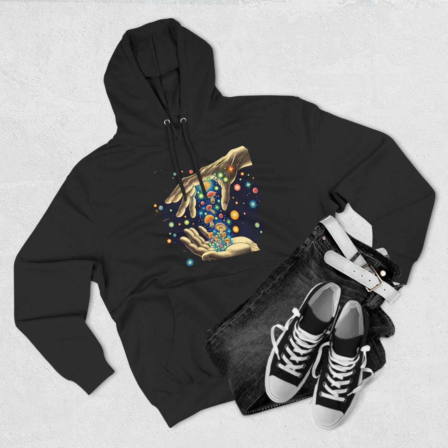 Magic shrooms, Three-Panel Fleece Hoodie - Psychonaut Swag