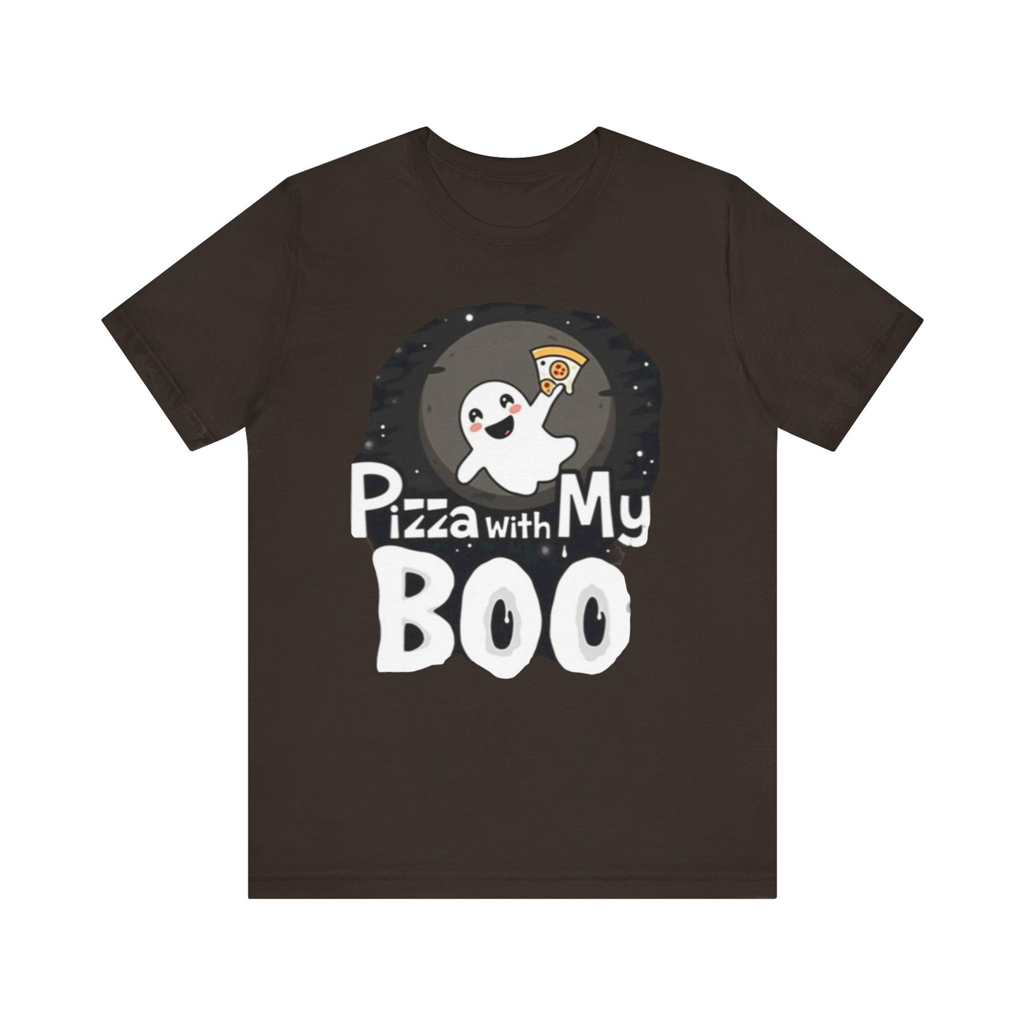 Ghost Pizza Boo Tee - Unisex Jersey Short Sleeve T-Shirt, Funny Halloween Shirt, Spooky Costume, Ghost Lover Gift, October Celebration