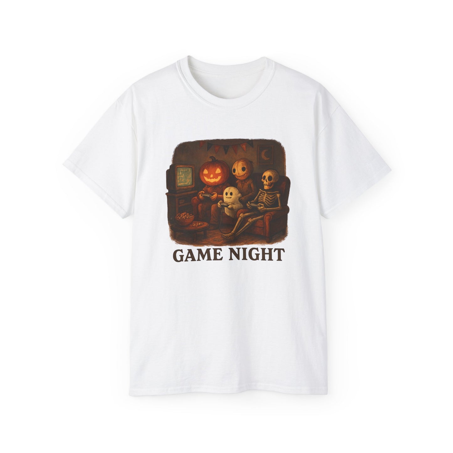 Game Night Tee, Halloween Shirt, Unisex Cotton T-Shirt, Spooky Fun Apparel, Perfect for Gathering and Celebrations