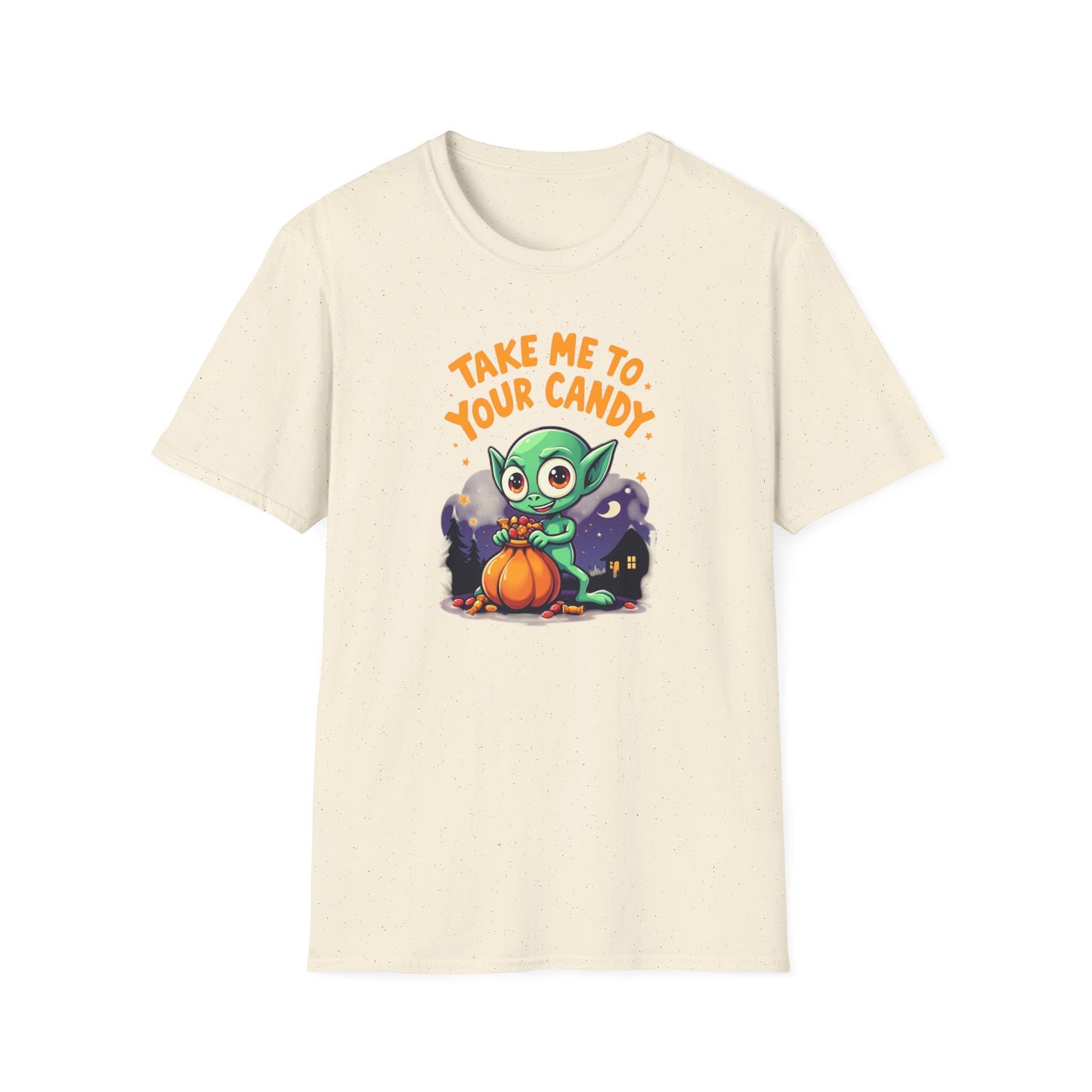 Trick or Treat Alien, T-Shirt, Cute Graphic Tee, Trick or Treat Shirt, Unisex Halloween Apparel, Fun Holiday Outfit