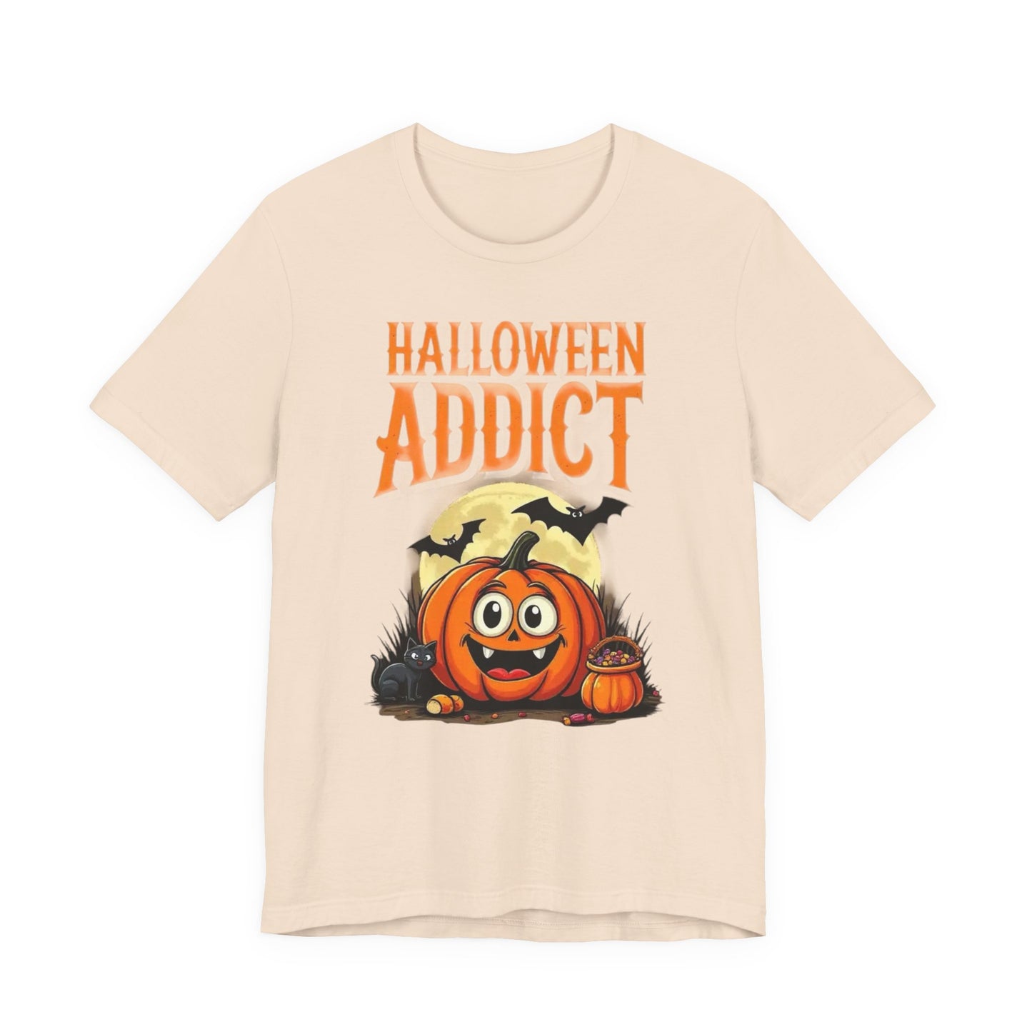 Halloween Addict Tee | Unisex Short Sleeve T-Shirt, Fun Halloween Apparel, Pumpkin Tee, Spooky Season Shirt, Gift for Halloween Lovers - Psychonaut Swag