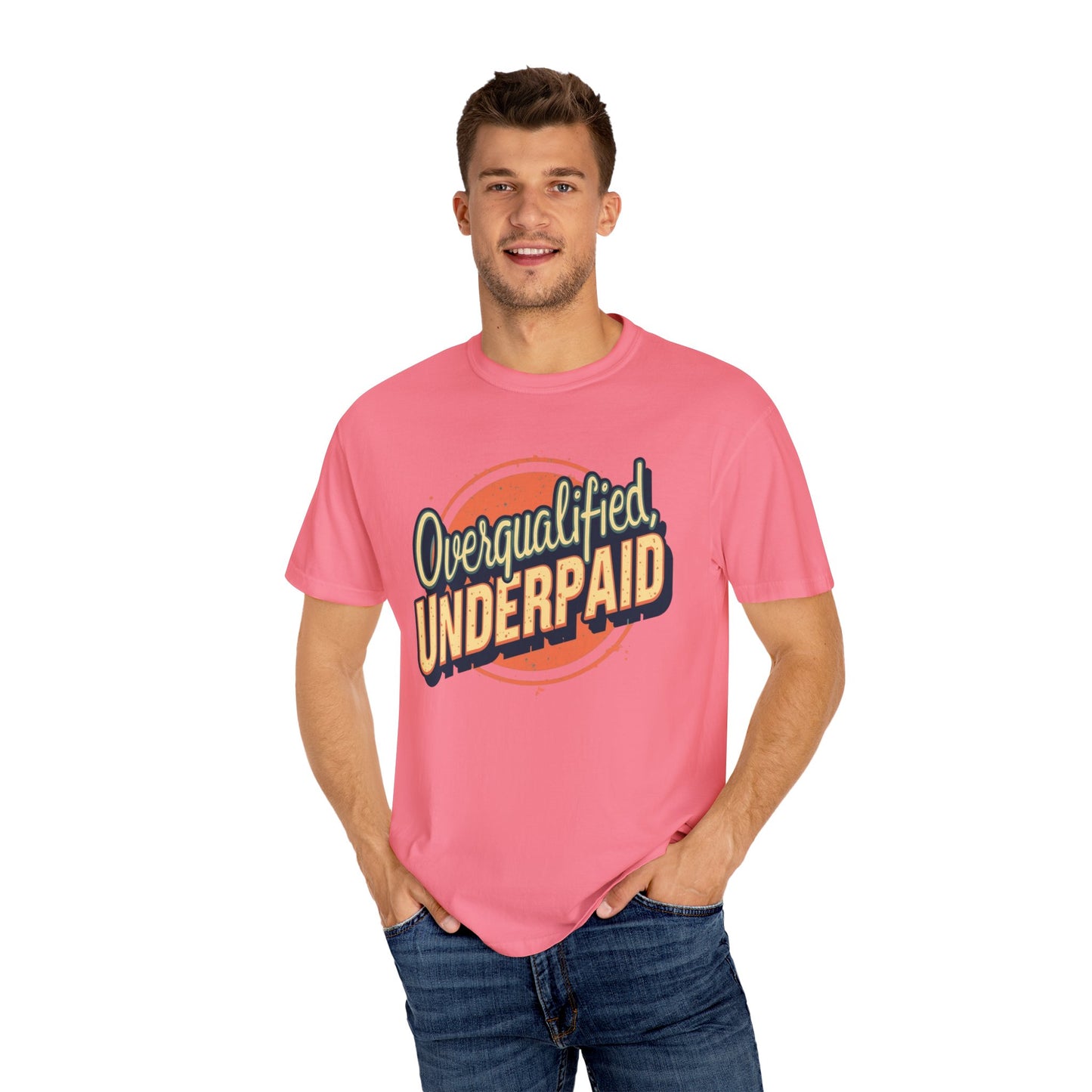 Overqualified, Underpaid T-Shirt for Job Seekers, Overqualified and Underpaid Tee, Funny Graphic Shirt for Graduates, Casual Wear, Gift for Friends - Psychonaut Swag