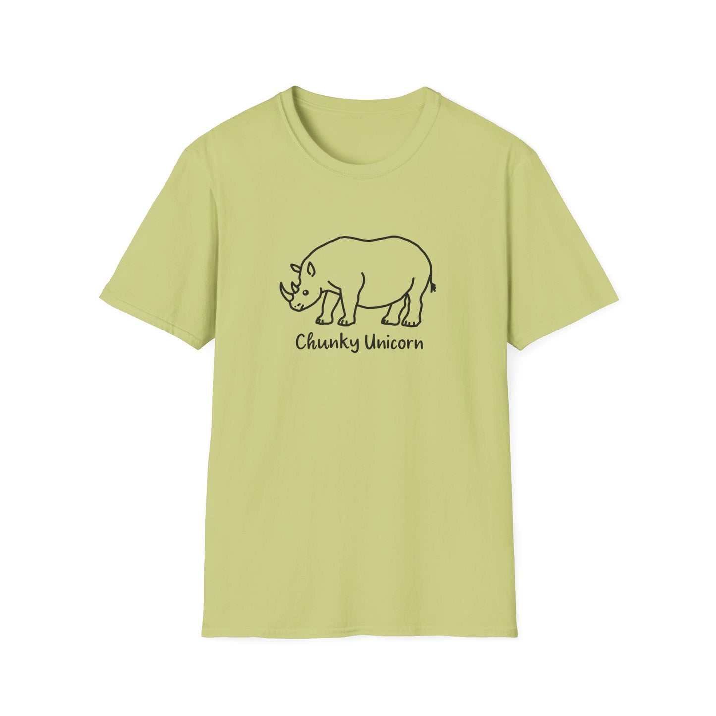 Chunky Unicorn, Rhino, Unisex Softstyle T-Shirt, Funny Tee, Gift for Animal Lovers, Casual Wear, Birthday Present, Unique Graphic Shirt