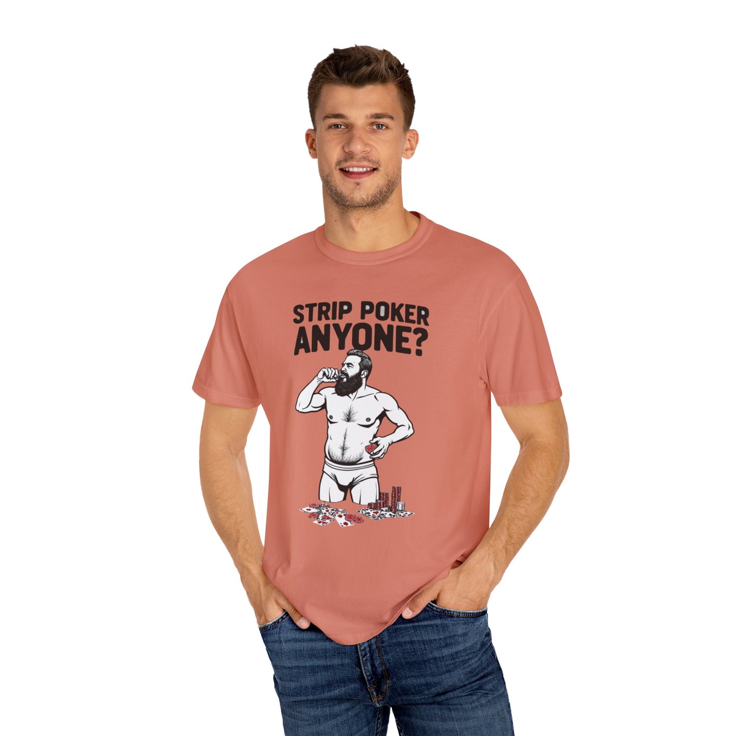 Strip Poker Humor T-Shirt, Funny Gift for Gamers, Men's Casual Tee, Party Outfit, Unique Dad Gift, Birthday or Game Night Attire