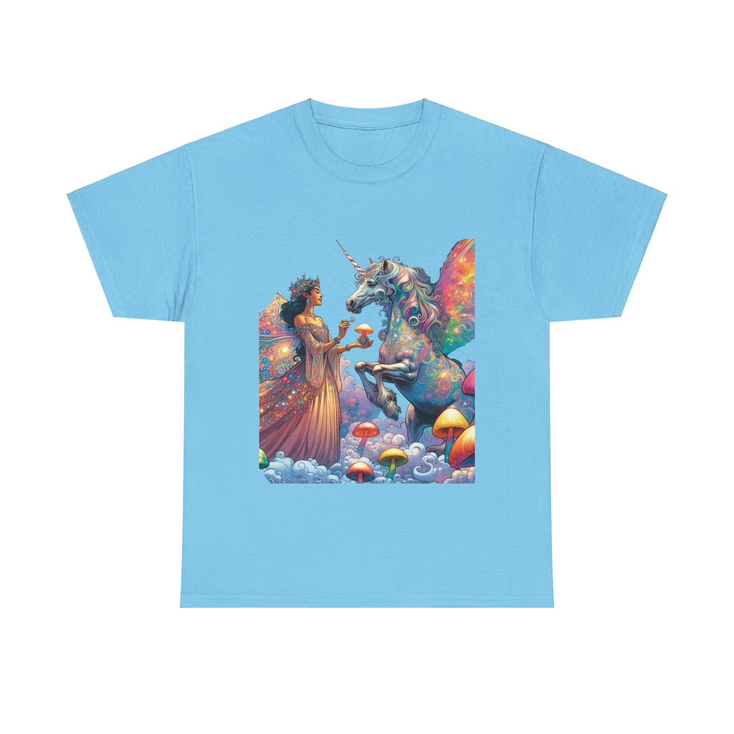Graphic Tee - Fairy feeding a magical unicorn in the forest - Psychonaut Swag