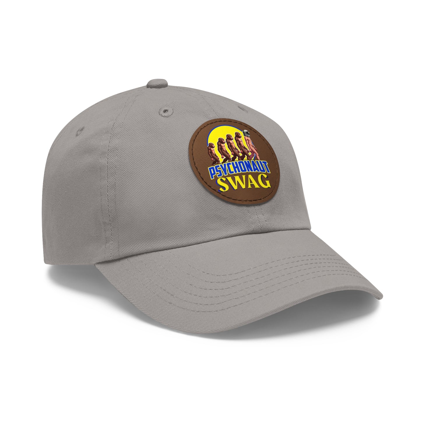 Psychonaut Swag Dad Hat with Leather Patch, Casual Cap for Outdoor Adventures, Fun Gift for Dads, Unique Street Style Hat - Psychonaut Swag