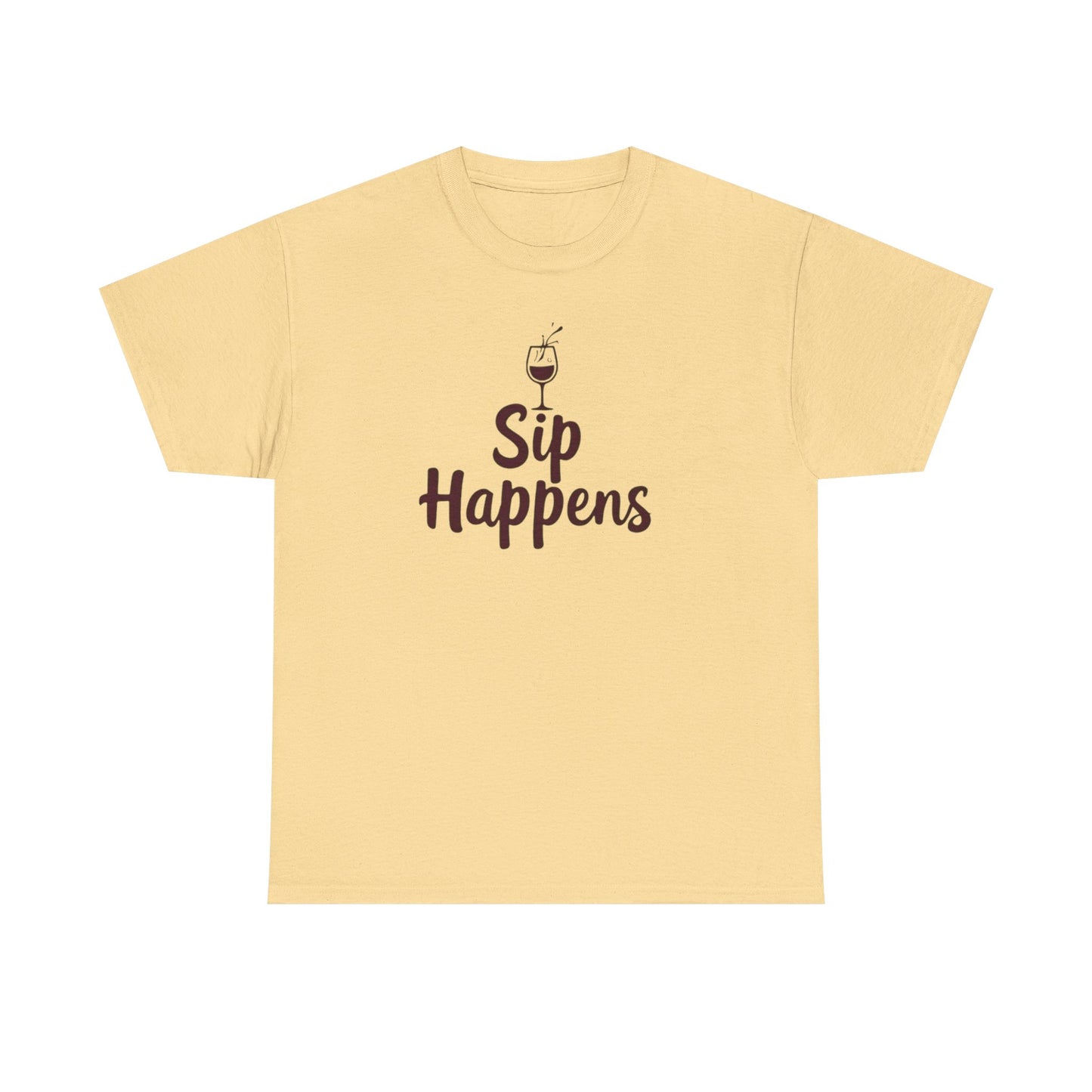 Sip Happens Unisex Heavy Cotton Tee - Funny Graphic Shirt, Casual Wear, Gift for Coffee Lovers, Everyday Comfort, Birthday Party T-Shirt - Psychonaut Swag
