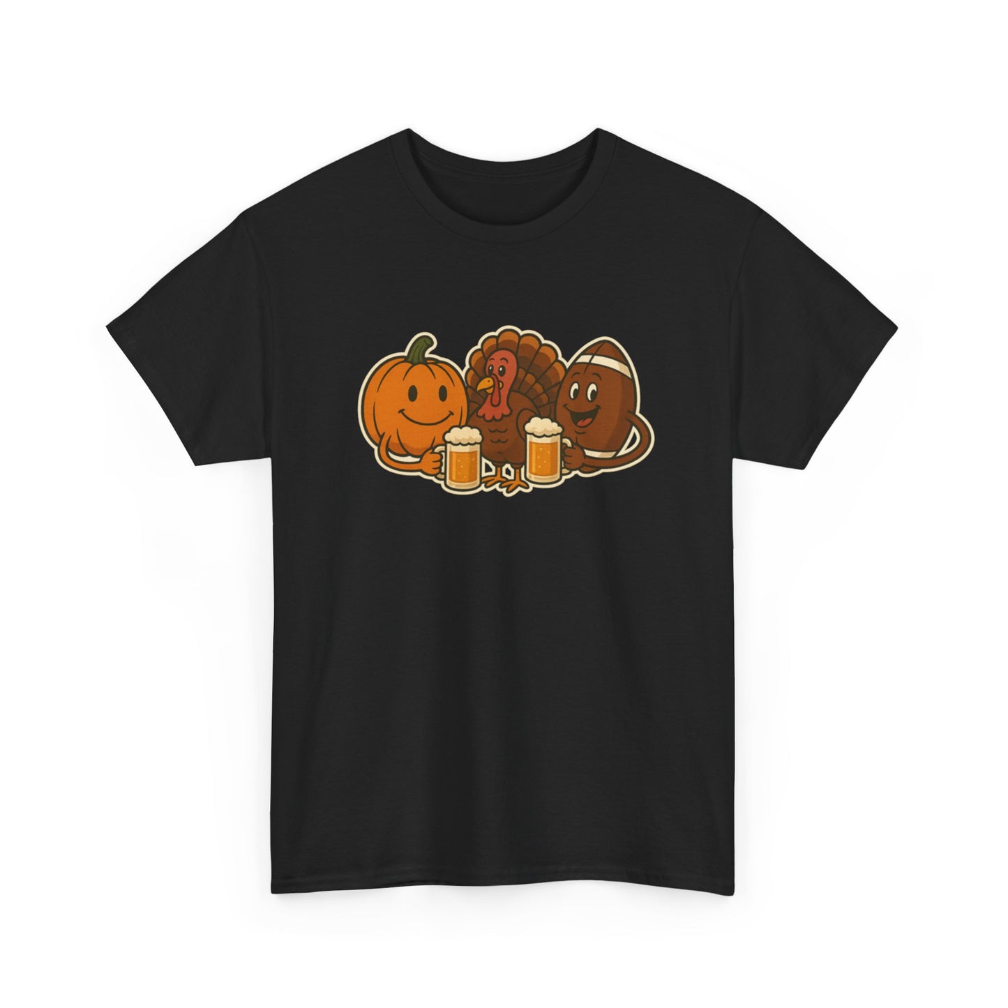 Thanksgiving Day Football & Beer Unisex Cotton Tee, Autumn T-Shirt, Holiday Apparel, Halloween Gift, Family Gathering Outfit, Seasonal Clothing