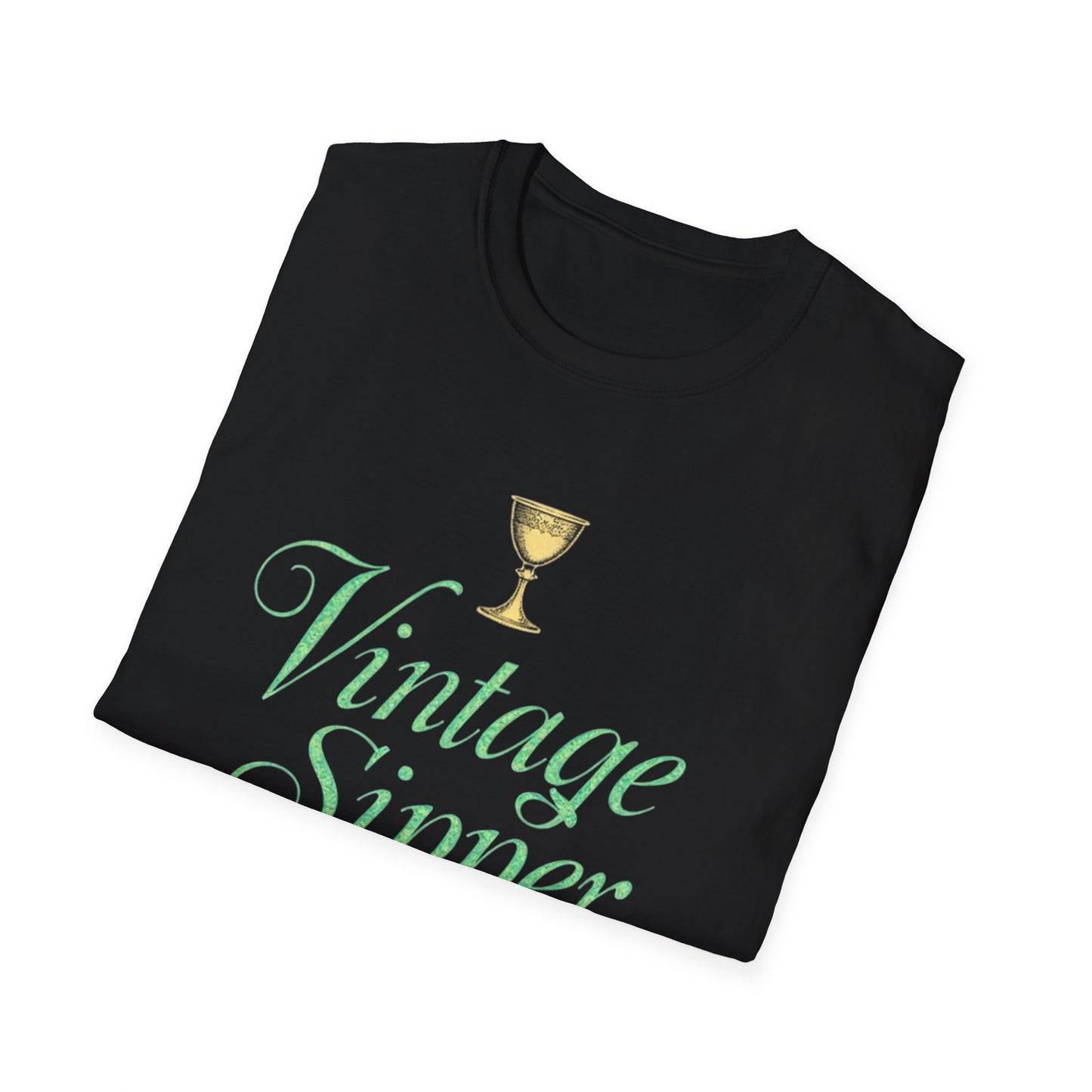 Vintage Sipper Unisex Softstyle T-Shirt, Casual Wear, Gift for Wine Lovers, Bar Night, Vintage Inspired Apparel - Psychonaut Swag