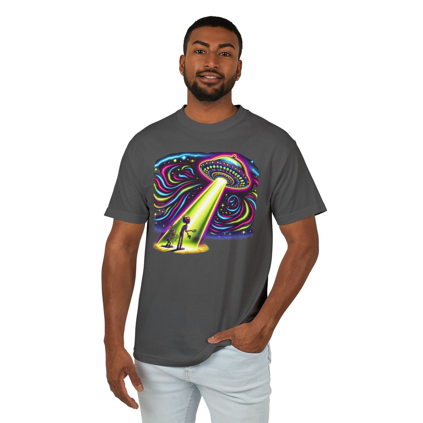 A Wild Trip, UFO sighting, Unisex Garment-Dyed Heavyweight Cotton Tee - Psychonaut Swag