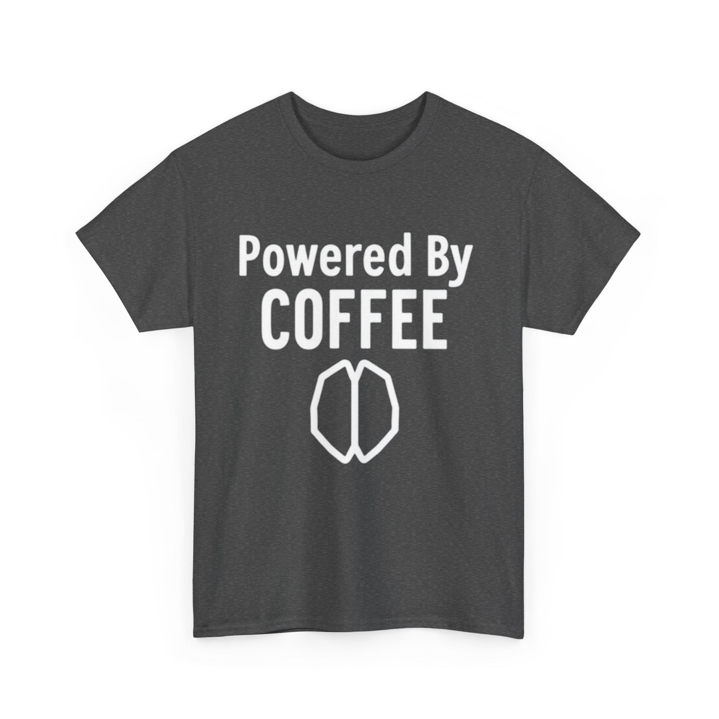 Powered By Coffee Unisex Heavy Cotton Tee, Funny Coffee Lover Shirt, Gift for Barista, Casual Wear, Perfect for Birthdays, Everyday Use - Psychonaut Swag