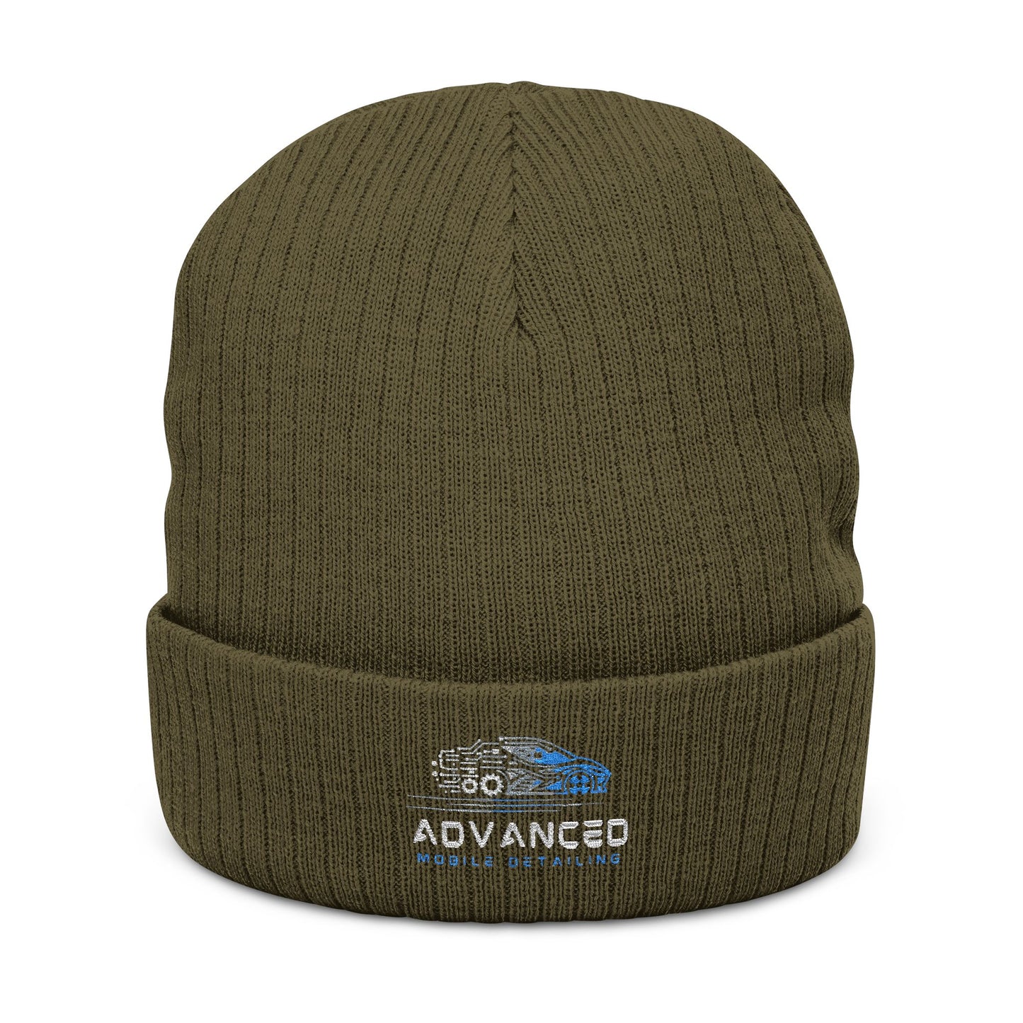 Advanced Mobile Detailing, Embroidered Ribbed Knit Beanie | Cozy Winter Hat, Gift for Him/Her, Stylish Accessories, Outdoor Essentials, Custom Beanie