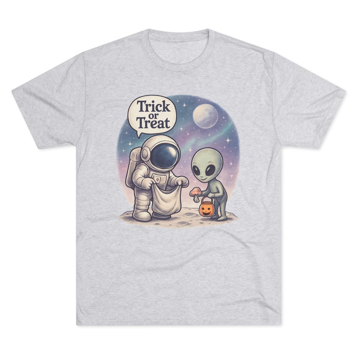 Space Trick or Treat Crew Tee, Halloween T-Shirt, Space Theme Shirt, Unisex Graphic Tee, Fun Costume Tee, Gift for Space Lovers