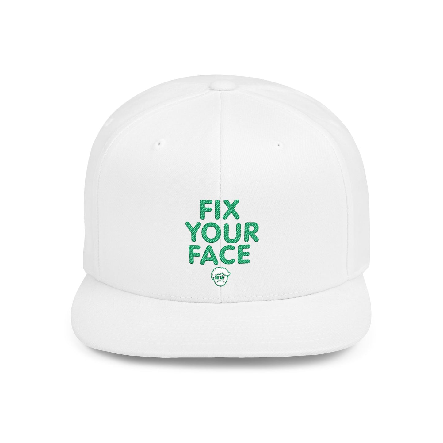 Fix Your Face-Leah, Flat Bill Snapback Cap, Trendy Snapback Hat, Funny Quote Hat, Casual Streetwear Cap, Unique Gift for Friends