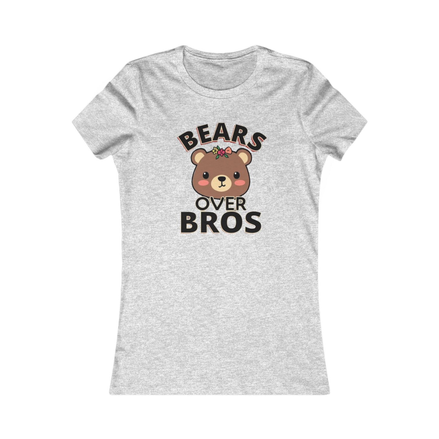Bears over Bros tee shirt, Cute Bear Graphic Women's Tee - Fun Gift for Animal Lovers, Birthday, Casual Wear, Trendy Apparel, Gift for Her - Psychonaut Swag