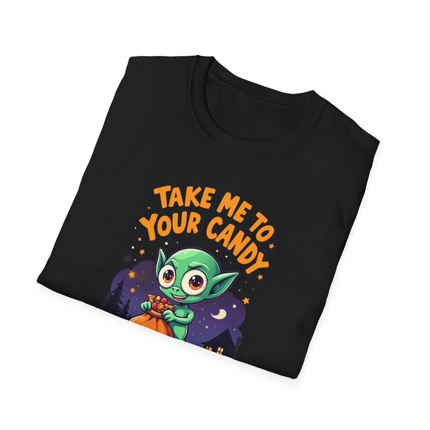 Trick or Treat Alien, T-Shirt, Cute Graphic Tee, Trick or Treat Shirt, Unisex Halloween Apparel, Fun Holiday Outfit
