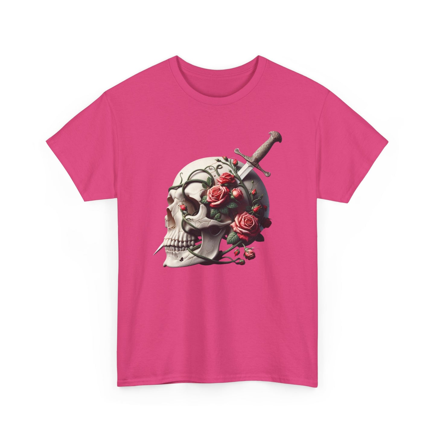 Skull & Roses Unisex Heavy Cotton Tee - Edgy Graphic T-Shirt for Alternative Fashion - Psychonaut Swag