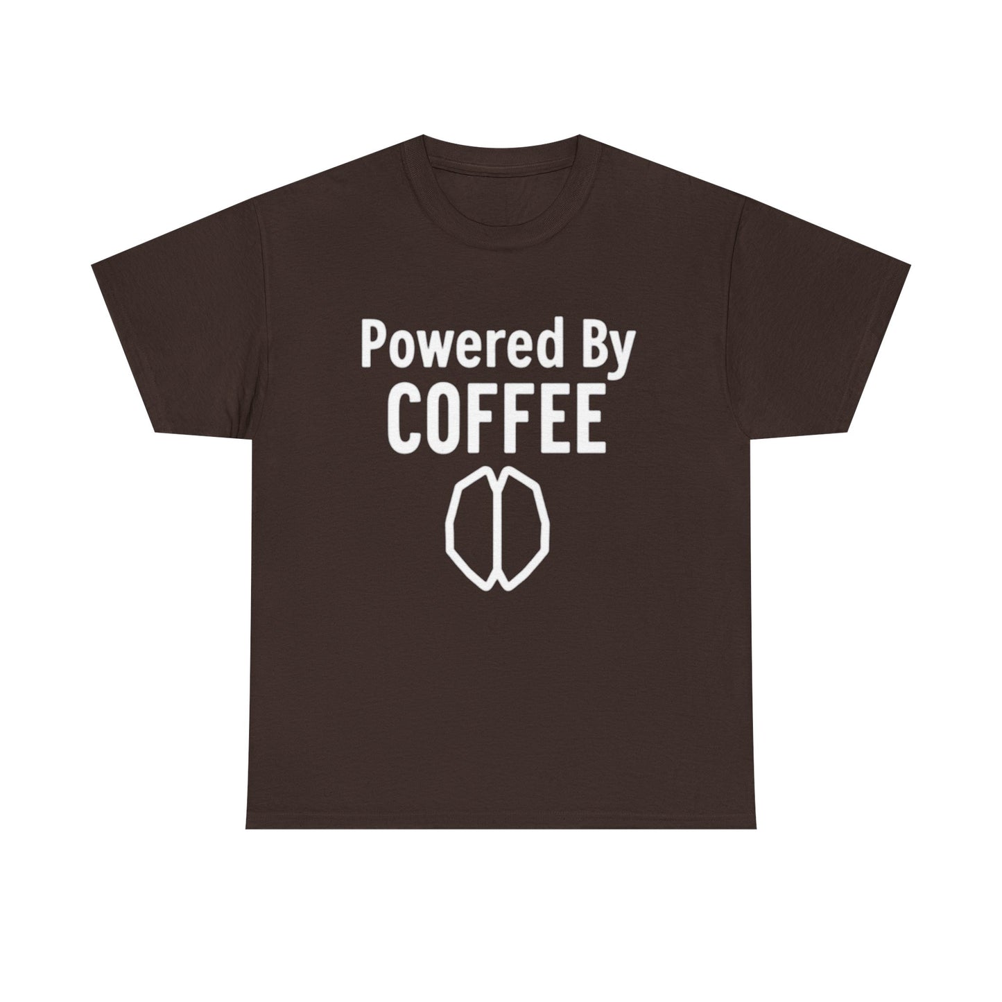 Powered By Coffee Unisex Heavy Cotton Tee, Funny Coffee Lover Shirt, Gift for Barista, Casual Wear, Perfect for Birthdays, Everyday Use - Psychonaut Swag