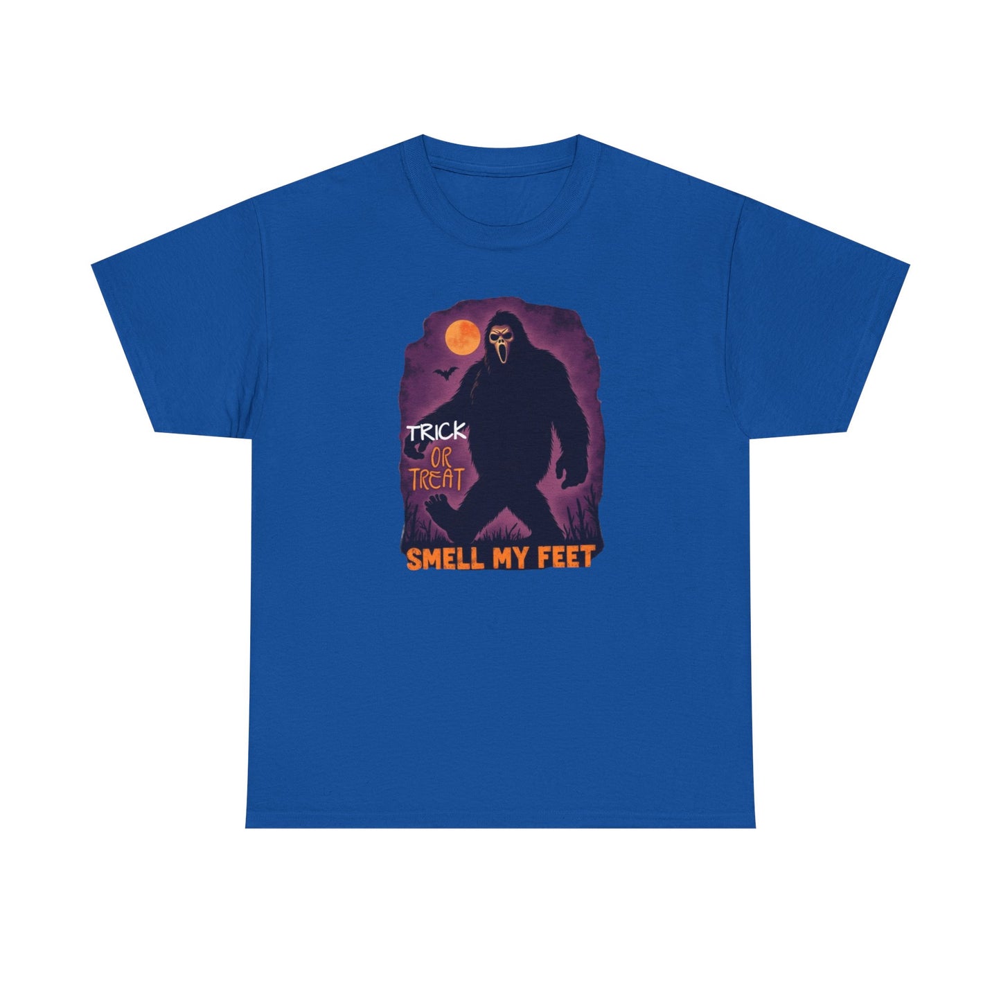 Halloween Bigfoot Tee, Unisex Cotton T-Shirt, Trick or Treat Shirt, Smell My Feet Design, Funny Halloween Apparel