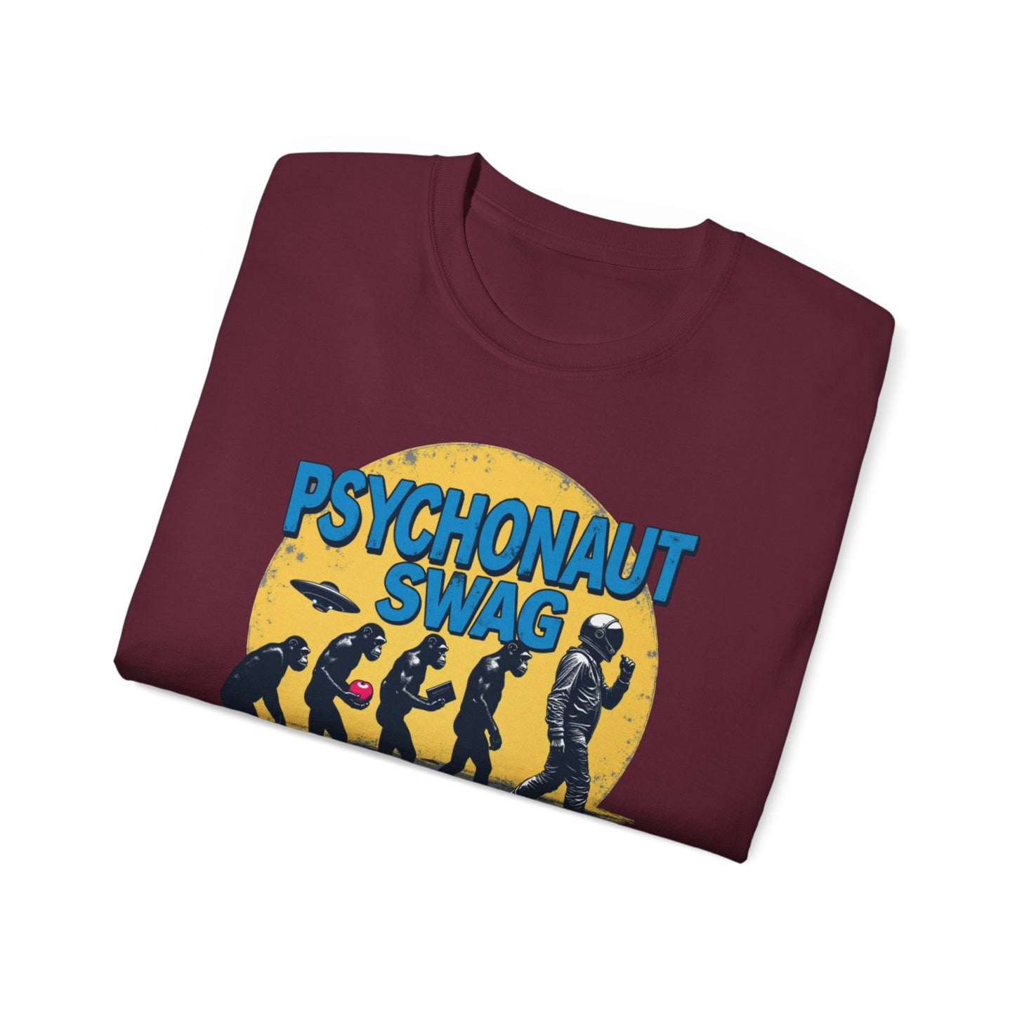Psychonaut Evolution of Man Sunset, Unisex Tee, Retro Graphic T-Shirt, Music Festival Attire, Gift for Gamers, Casual Streetwear - Psychonaut Swag