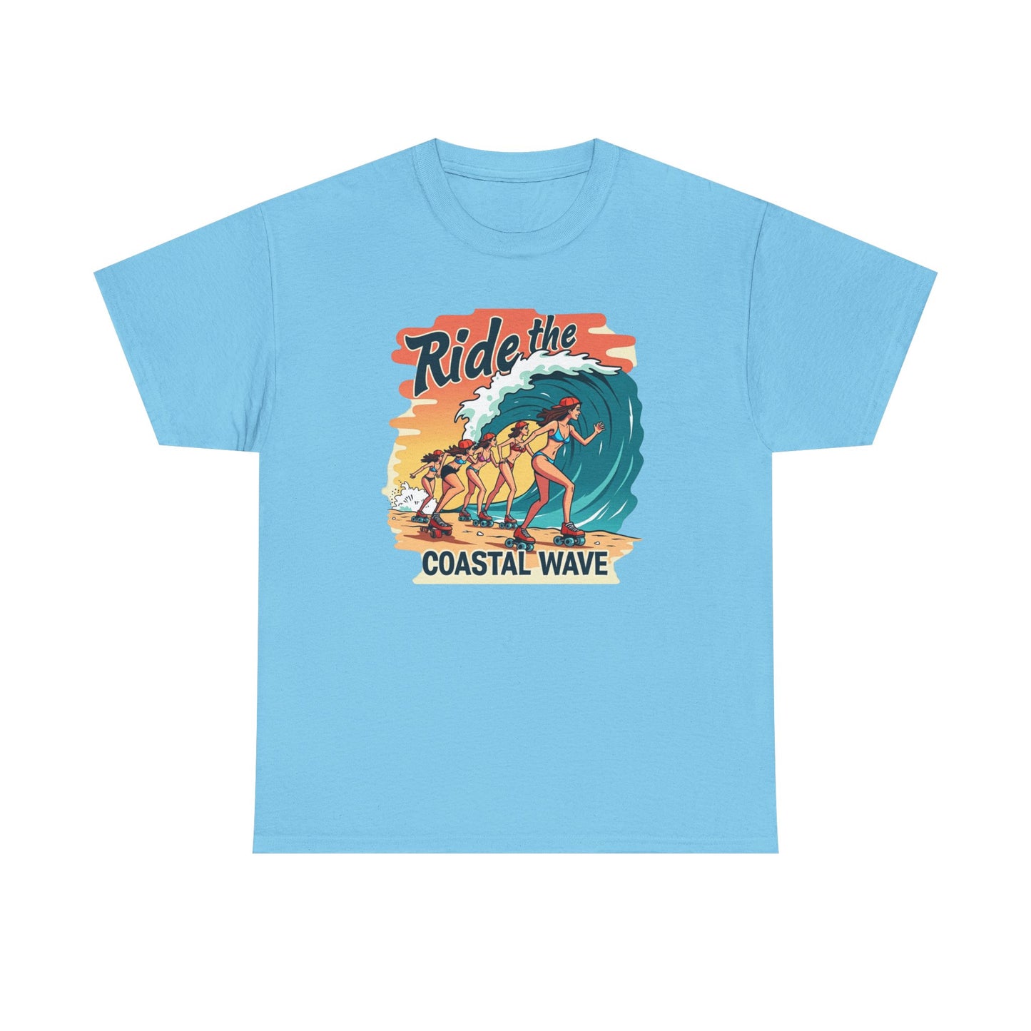 Follow the Wave, Unisex Heavy Cotton Tee - Ride the Wave Vintage Surf Design - Psychonaut Swag