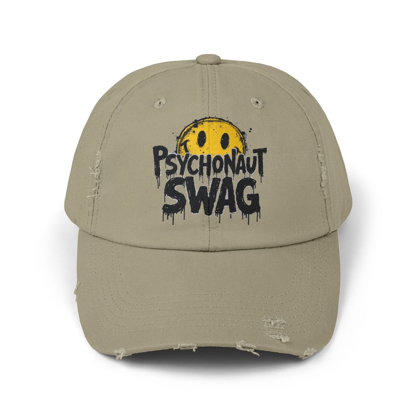 Psycho Unisex Distressed Cap, Cool Casual Hat, Streetwear Accessory, Gift for Trendsetters, Festival Gear, Summer Vibes - Psychonaut Swag