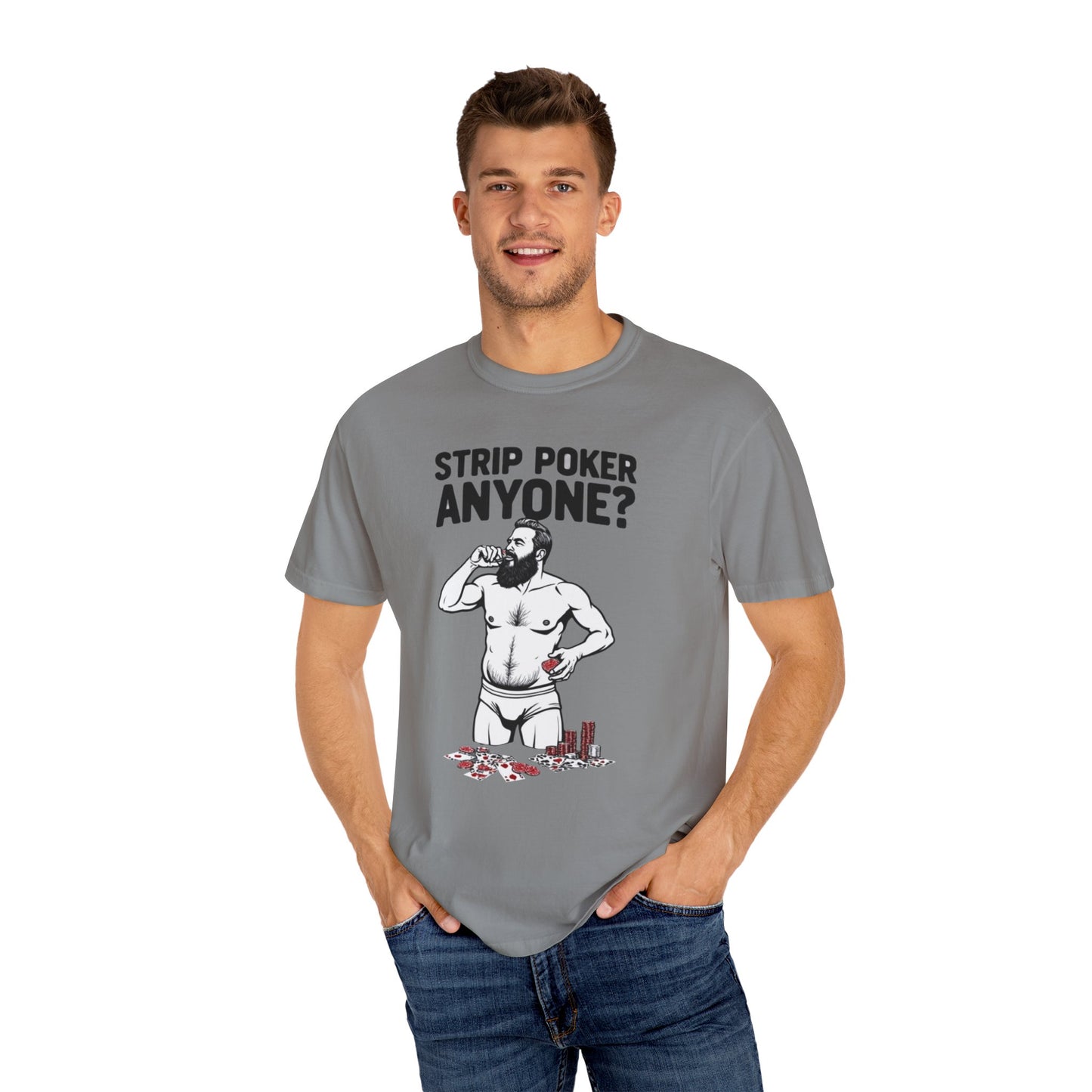 Strip Poker Humor T-Shirt, Funny Gift for Gamers, Men's Casual Tee, Party Outfit, Unique Dad Gift, Birthday or Game Night Attire