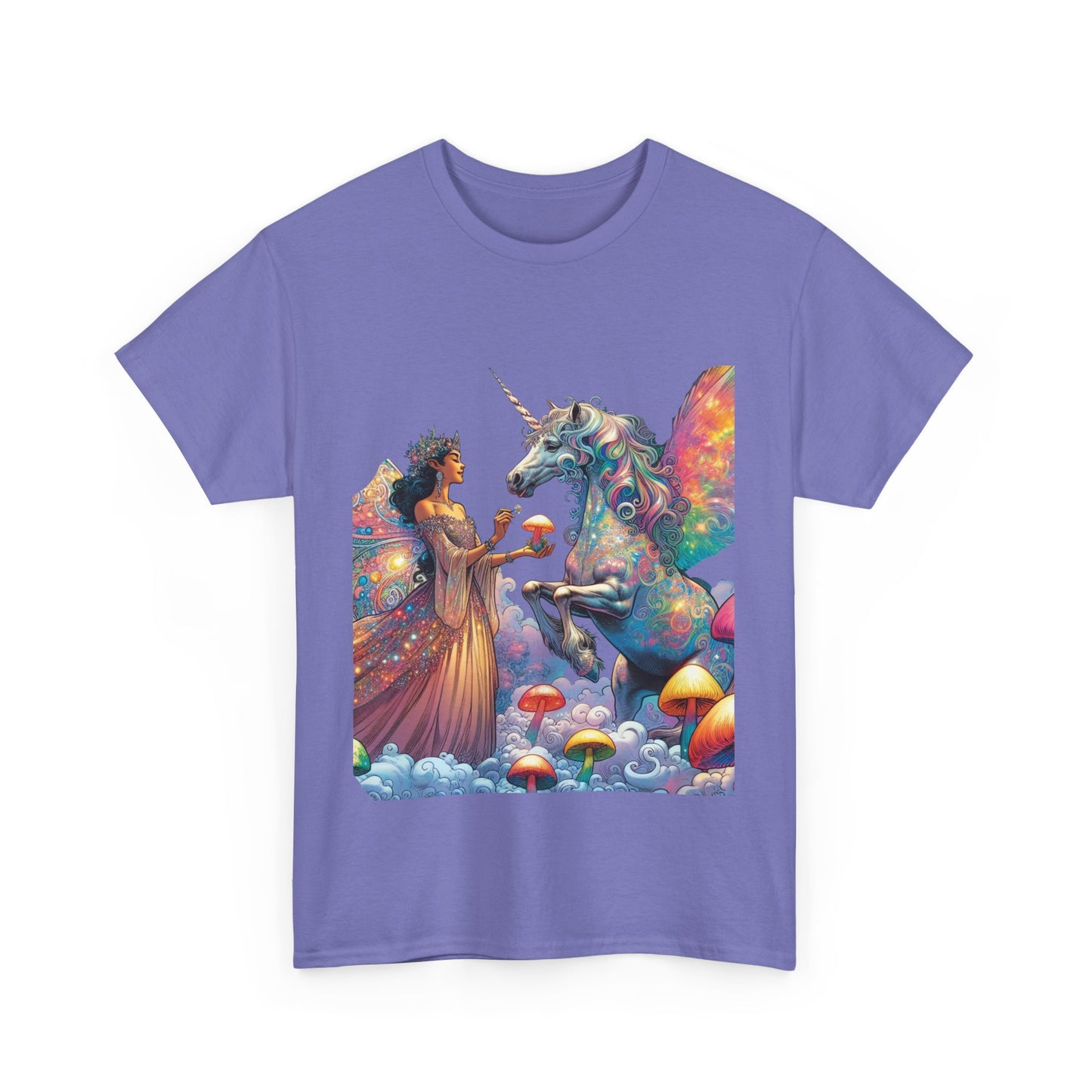 Graphic Tee - Fairy feeding a magical unicorn in the forest - Psychonaut Swag