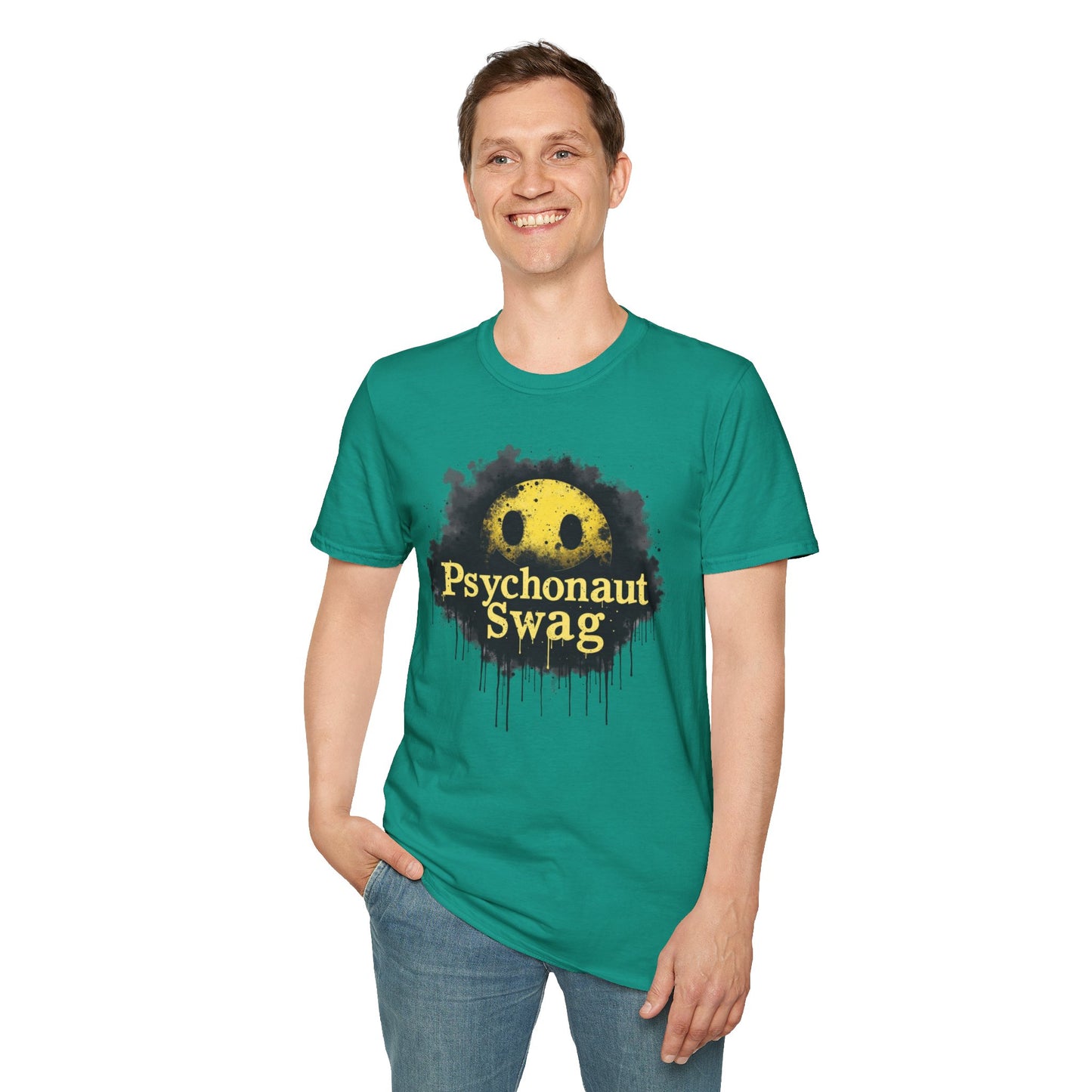 Psycho Smile, Pyschonaut Swag T-Shirt - Unisex Softstyle Tee, Casual Wear, Gift for Gamers, Festival Attire, Streetwear Fashion
