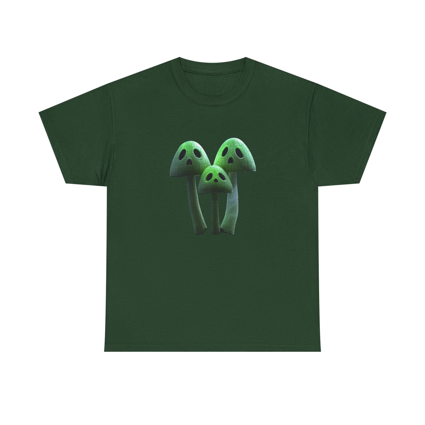 Glowing Ghost Mushroom Tee - Unisex Heavy Cotton T-Shirt, Funny Shirt, Unique Gift, Outdoor Adventure Wear, Halloween Shirt