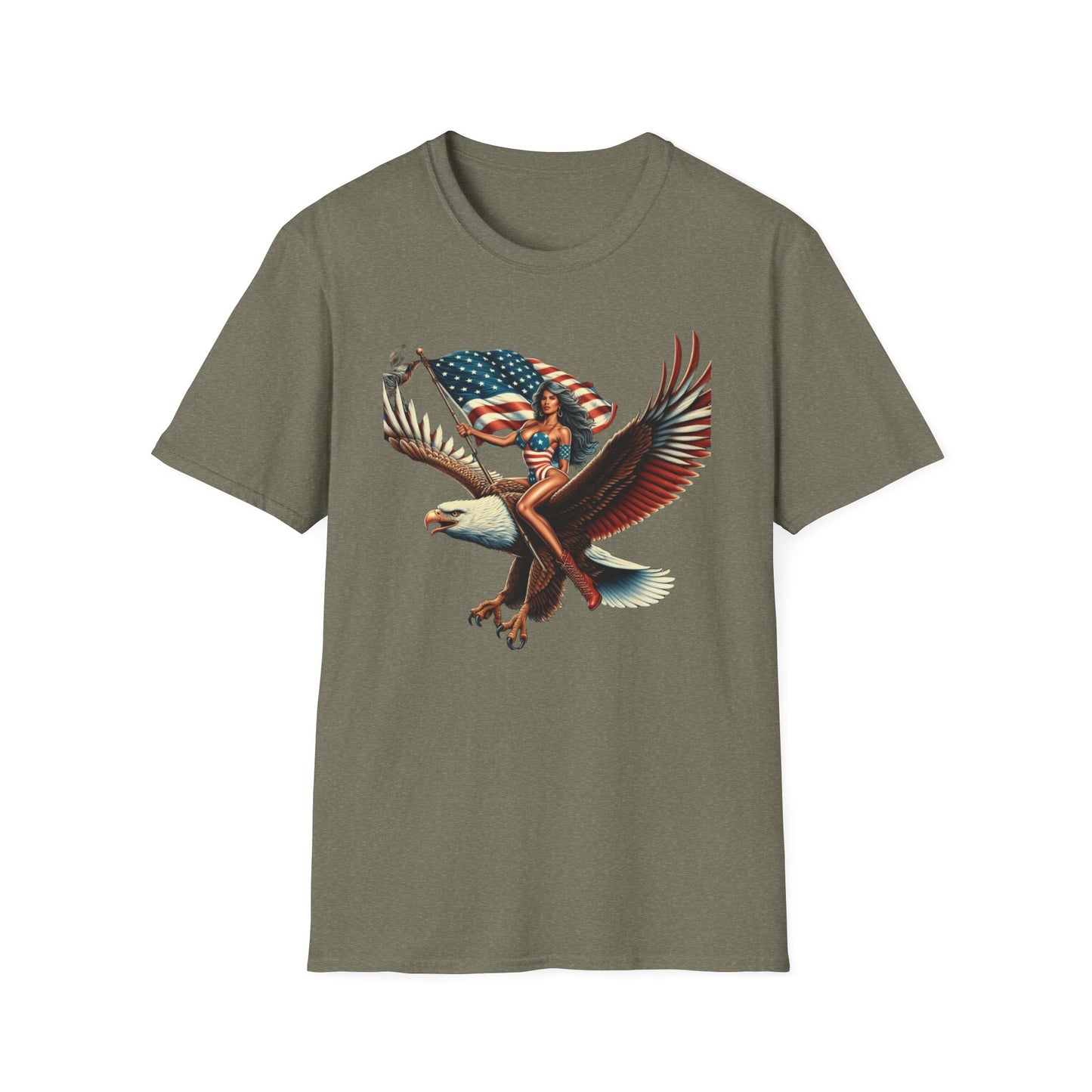 Patriot Riding Eagle, Graphic Tee - Unisex T-Shirt, Eagle Design, 4th of July Shirt, Independence Day Apparel, Festival Wear, Gift for Patriots - Psychonaut Swag