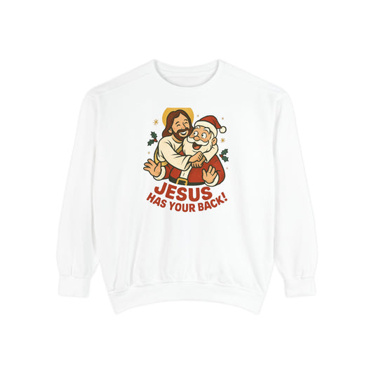 Christian Sweatshirt Jesus Santa Holidays Back Support