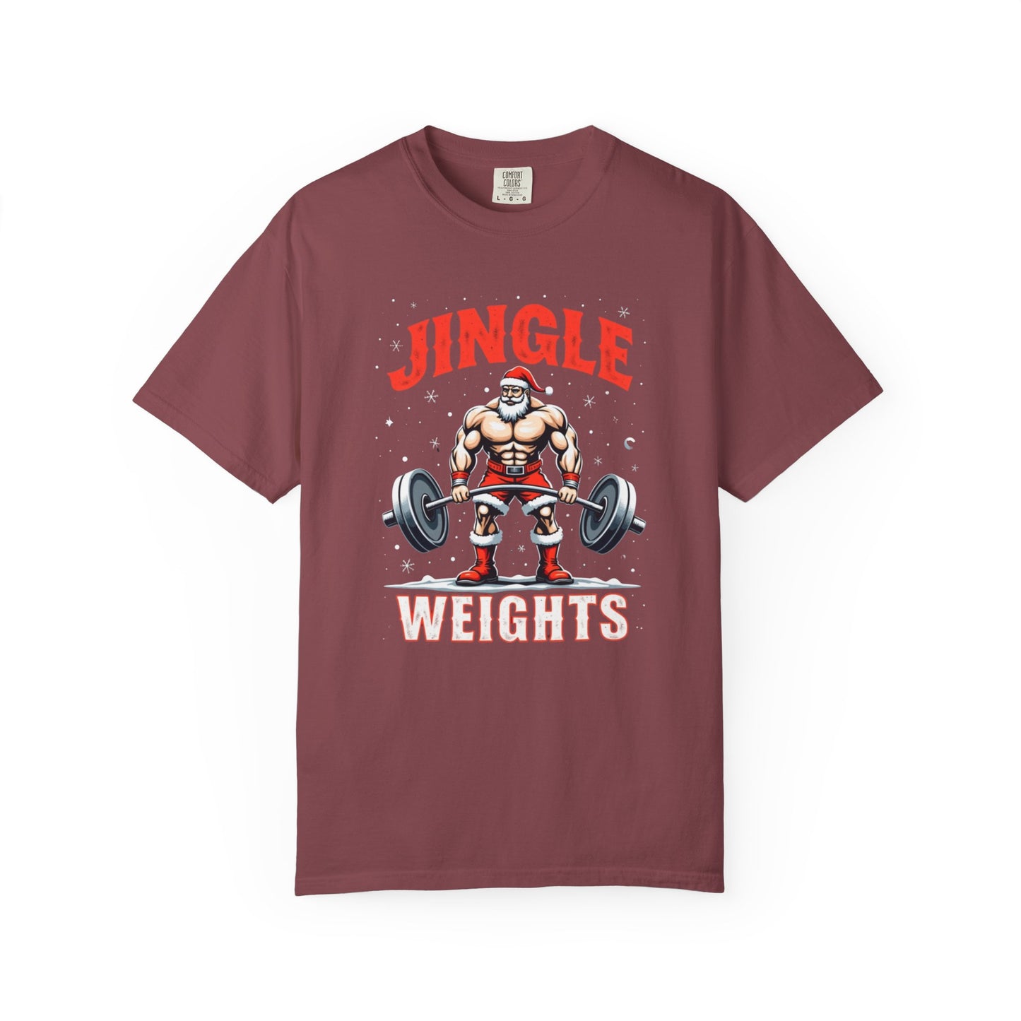 Jingle Weights T-Shirt — Santa Weightlifting Gym Tee (Christmas Fitness Gift)