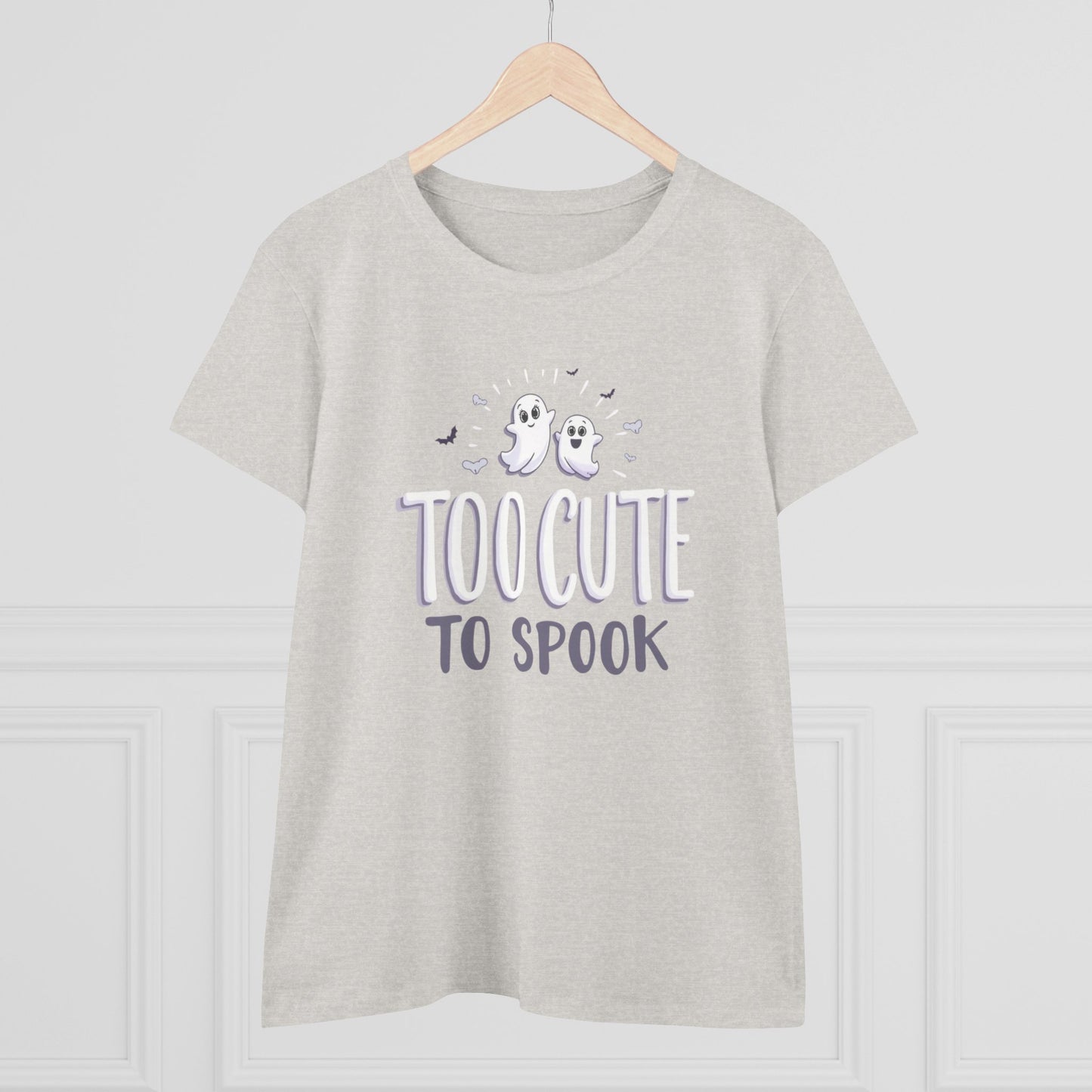 Too Cute to Spook Women's Cotton Tee, Halloween T-Shirt, Ghostly Graphic Tee, Casual Fall Apparel, Fun Halloween Outfit