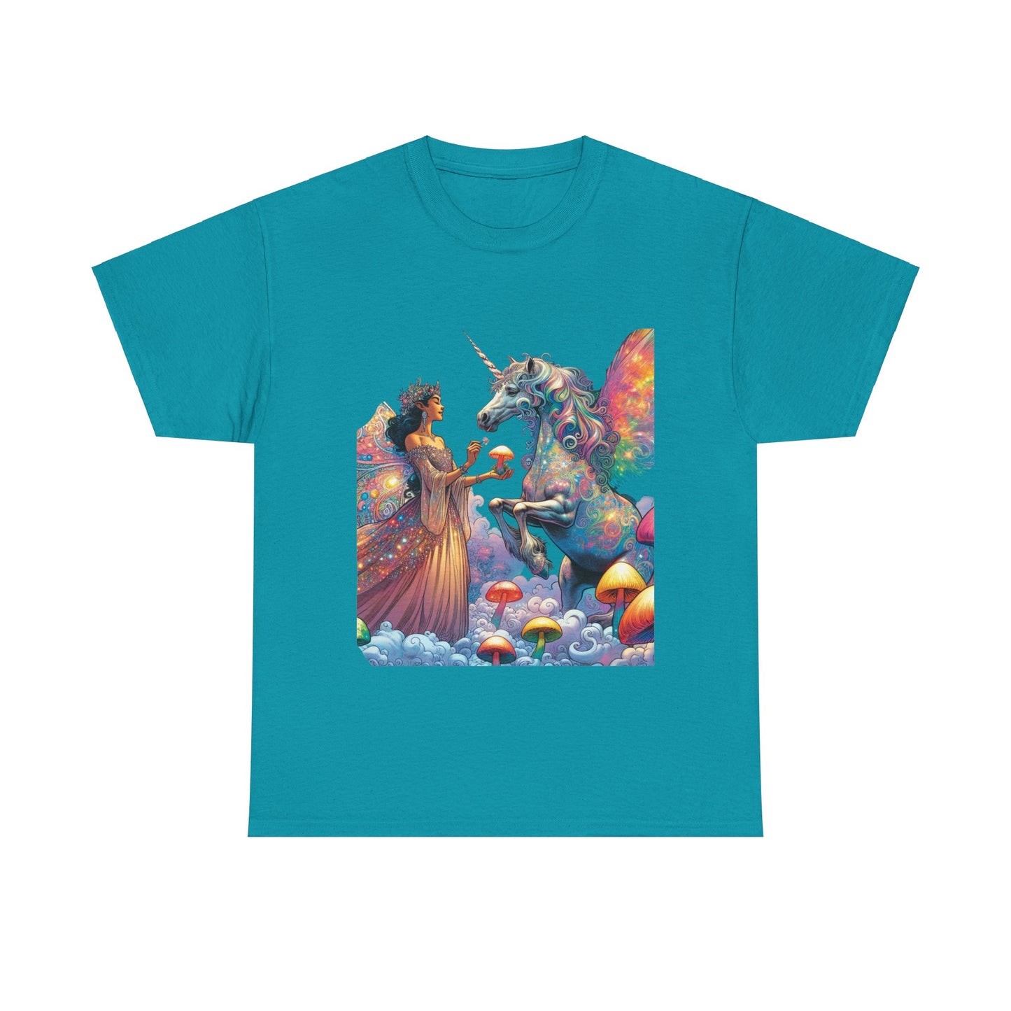 Graphic Tee - Fairy feeding a magical unicorn in the forest - Psychonaut Swag
