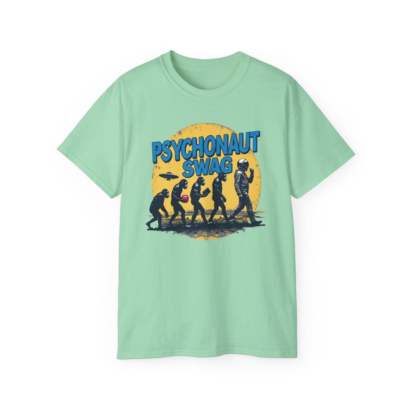 Psychonaut Evolution of Man Sunset, Unisex Tee, Retro Graphic T-Shirt, Music Festival Attire, Gift for Gamers, Casual Streetwear - Psychonaut Swag