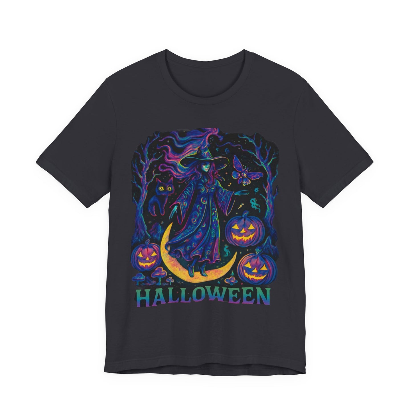 Halloween Witch Graphic Tee, Spooky T-Shirt, Unisex Short Sleeve Shirt, Halloween Costume, Pumpkin Shirt, Fall Festival Apparel