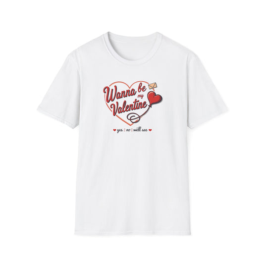 Valentine "Wanna Be My Valentine" T-Shirt - Cute Heart & Love Letter Tee