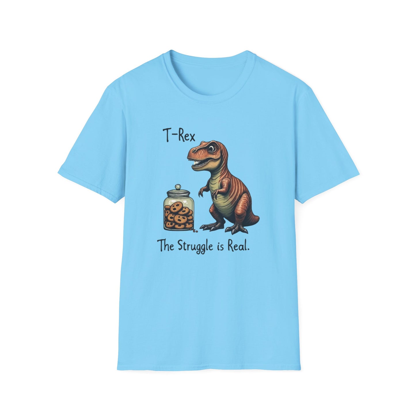 Funny T-Rex, The Struggle is real, T-Shirt, Dinosaur Gift, Unisex Apparel, Quirky Graphic Tee, Perfect for Birthdays and Parties - Psychonaut Swag